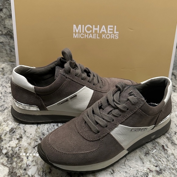 Michael Kors Shoes - Michael Kors Grey Suede Sneakers with White Panels